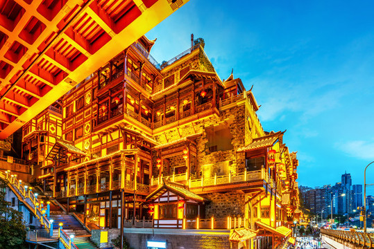 重慶吊腳樓洪崖洞夜景