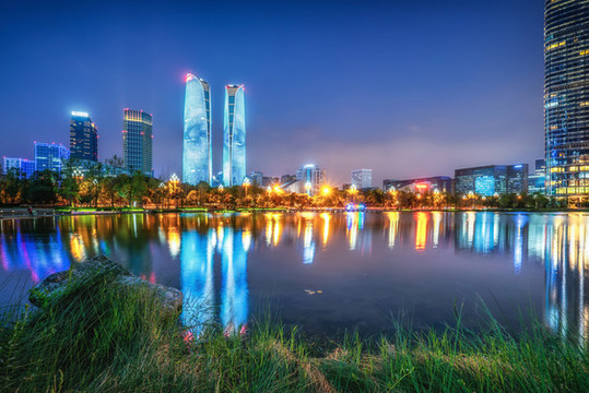 四川成都城市景觀夜景