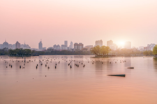 泉城濟(jì)南園林湖泊風(fēng)景