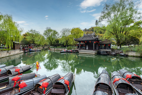 浙江紹興公園烏篷船