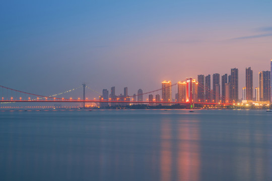 武漢城市天際線和長江漢江夜景