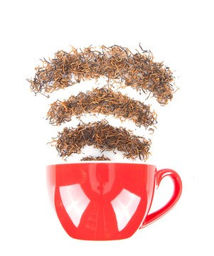 茶杯中冒出的wifi信號