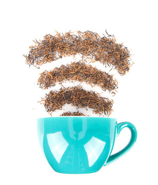 茶杯中冒出的wifi信號