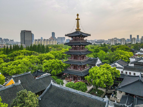 航拍蘇州寒山寺