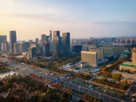 航拍山東濟(jì)南城市風(fēng)貌