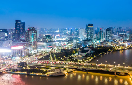 航拍寧波夜景