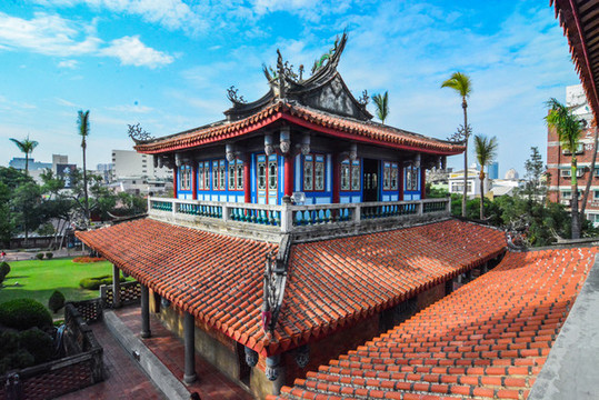 臺(tái)灣省臺(tái)南市赤嵌樓古建筑風(fēng)光
