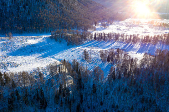 新疆阿勒泰喀納斯禾木冬雪景色