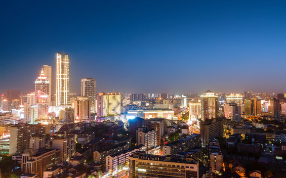 航拍江蘇無錫現(xiàn)代建筑夜景
