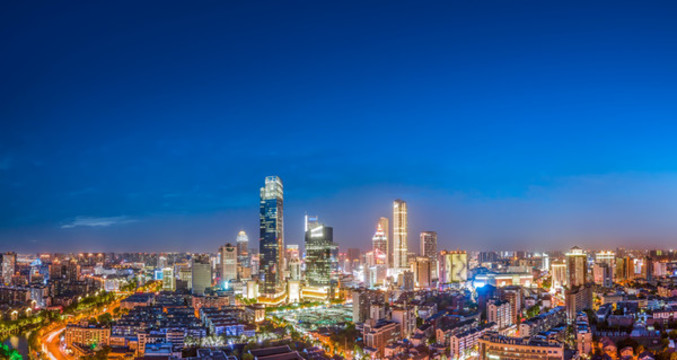 航拍江蘇無(wú)錫城市風(fēng)貌夜景大畫(huà)幅