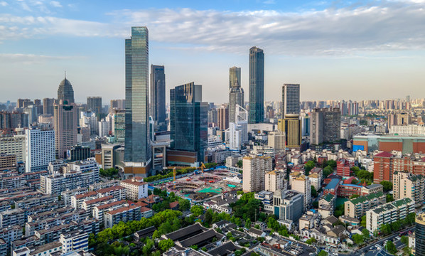航拍江蘇無錫城市房地產背景