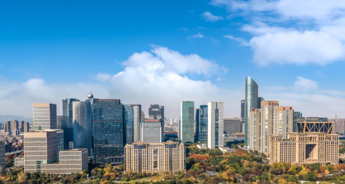 航拍杭州房地產(chǎn)背景圖