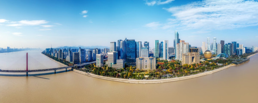 航拍杭州城市建筑全景大畫幅