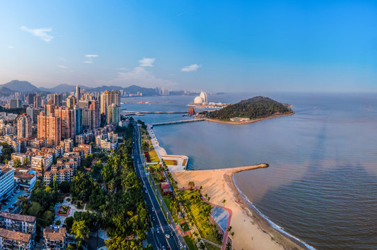 航拍廣東珠海城市景觀