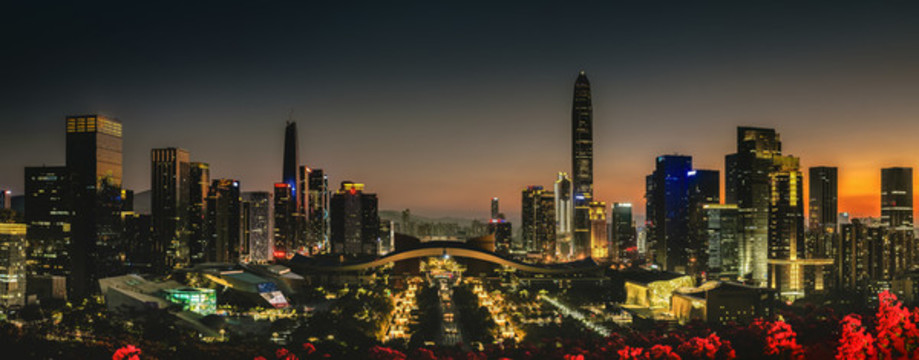 深圳城市中心地標建筑夜景風光