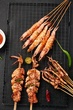 烤魷魚(yú)須烤魷魚(yú)烤海蝦組合