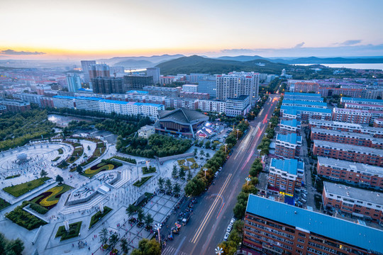 東北七臺(tái)河城市風(fēng)光夜景