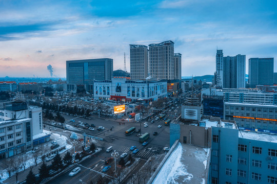 東北七臺河城市風(fēng)光夜景