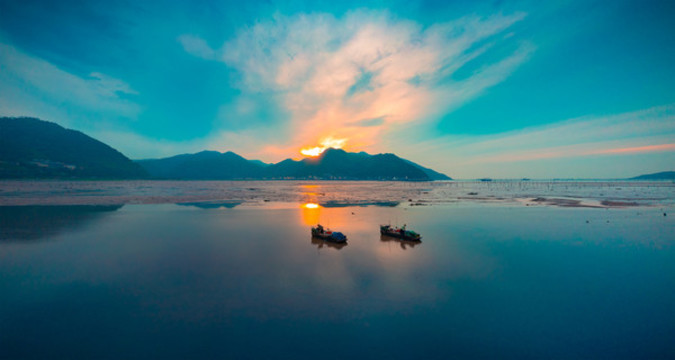 福建霞浦灘涂凌晨風光
