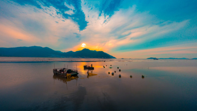 福建霞浦灘涂凌晨風(fēng)光