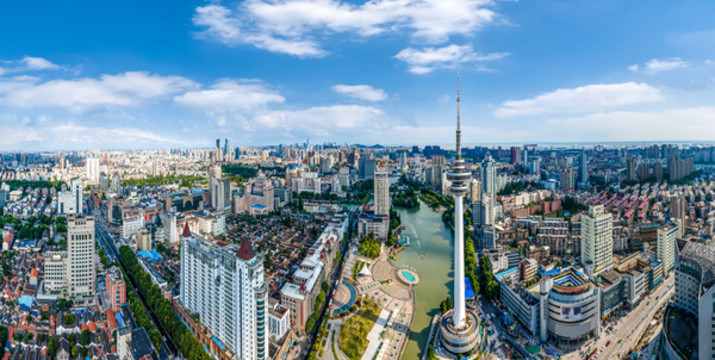 航拍江蘇南通城市景觀全景