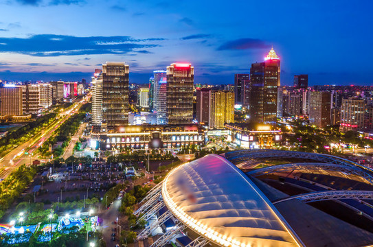航拍江蘇南通風(fēng)光夜景
