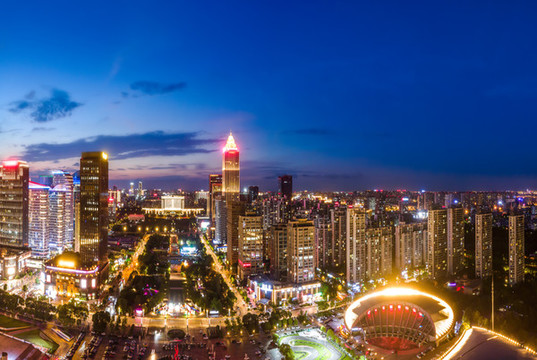 航拍江蘇南通城市夜景