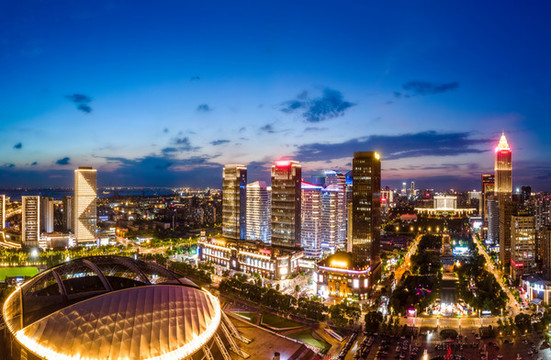 航拍江蘇南通夜景