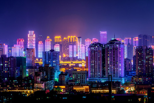 中國湖北武漢城市夜景風光