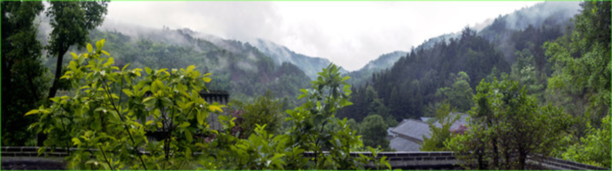 雨中山霧