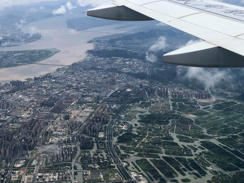 飛機(jī)上航拍溫州城市風(fēng)光