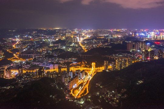 航拍貴州貴陽城市夜景
