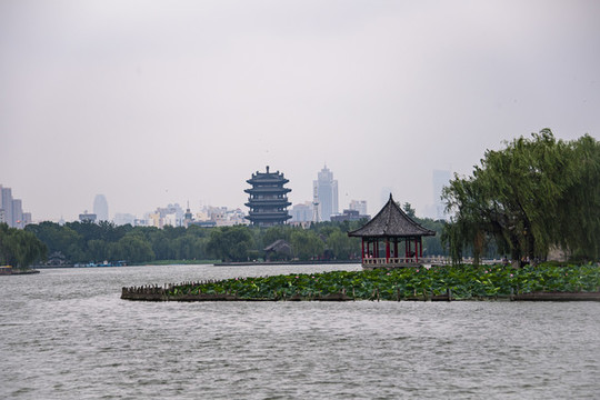 中國(guó)山東濟(jì)南大明湖風(fēng)光