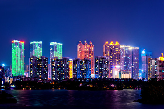 中國廣西南寧南湖夜景風光