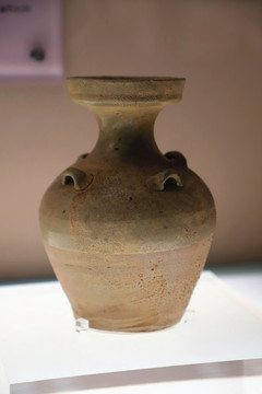 青黃釉四耳壺