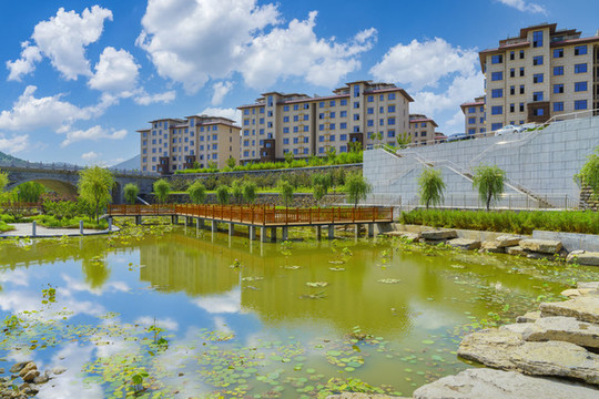 公園建筑樓房湖水風(fēng)景