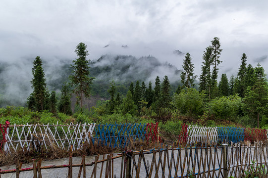 云霧繚繞的山村