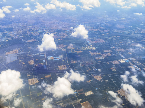 高空俯瞰祖國大地城市