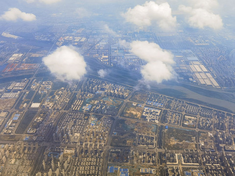 高空俯瞰祖國大地城市