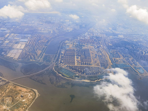 高空俯瞰祖國大地城市