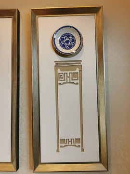 現(xiàn)代中式青花瓷碗裝飾畫