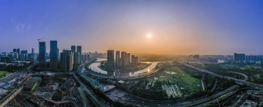 寬幅成都復(fù)地金融島全景