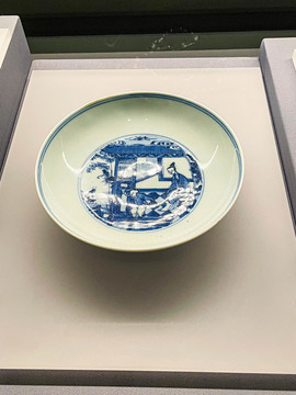青花人物紋瓷盤
