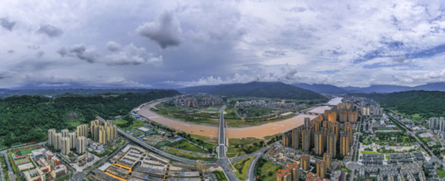 航拍雅安市全景大圖