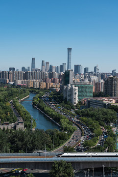 北京藍(lán)天下的城市風(fēng)光建筑
