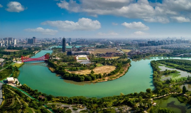 江蘇揚州古運河濕地公園航拍
