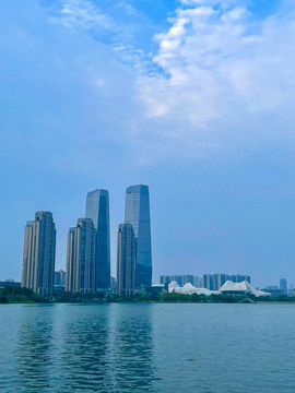 長沙地標建筑梅溪湖金茂雙塔