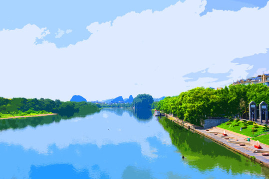 桂林解放橋遠(yuǎn)眺漓江