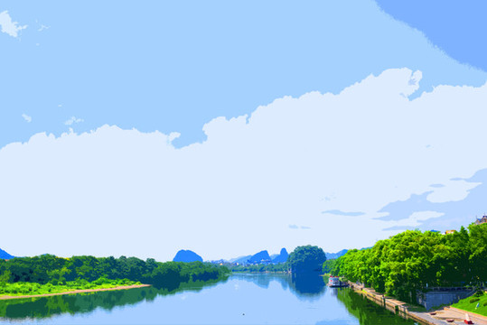 桂林解放橋遠眺漓江