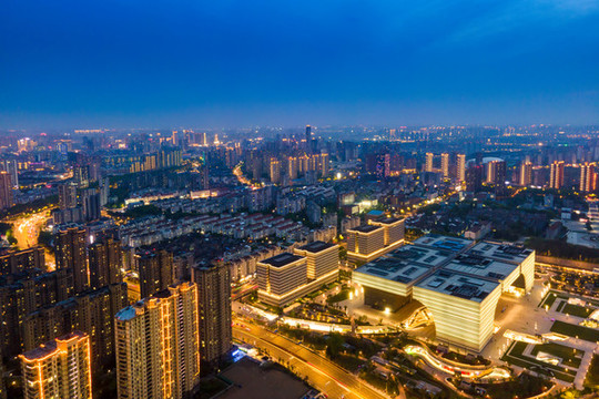 航拍常州城市夜景